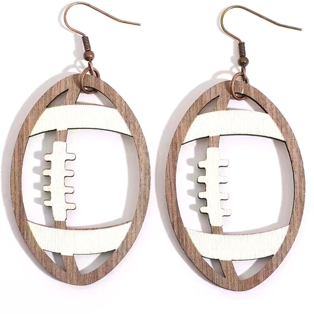 Football Wooden Earrings